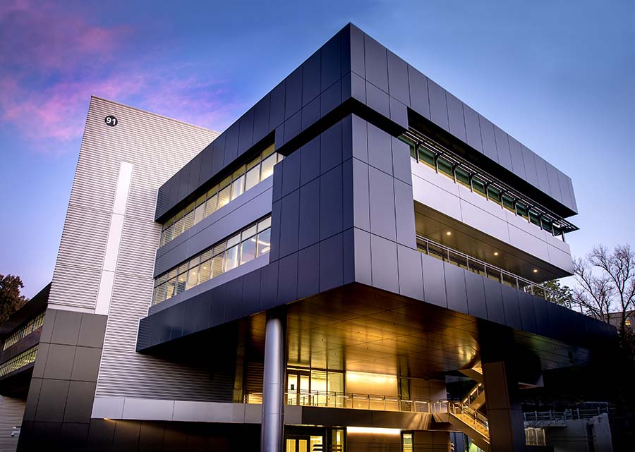 The Joint Genome Institute building at twilight.