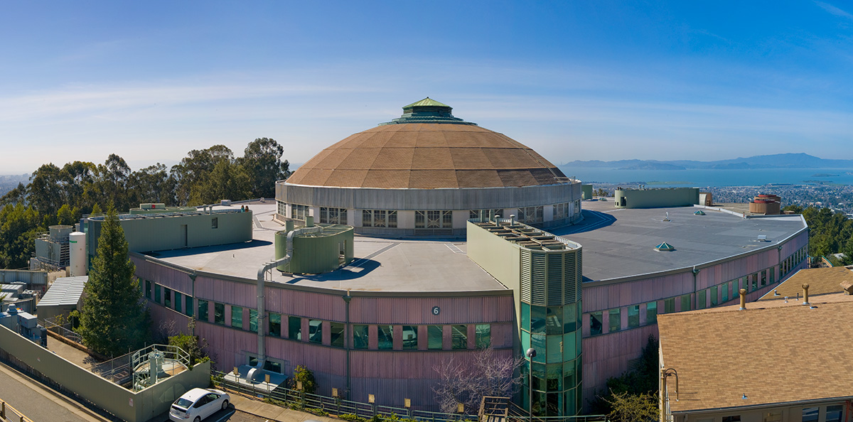 Exterior view of the Advanced Light Source against blue skies.