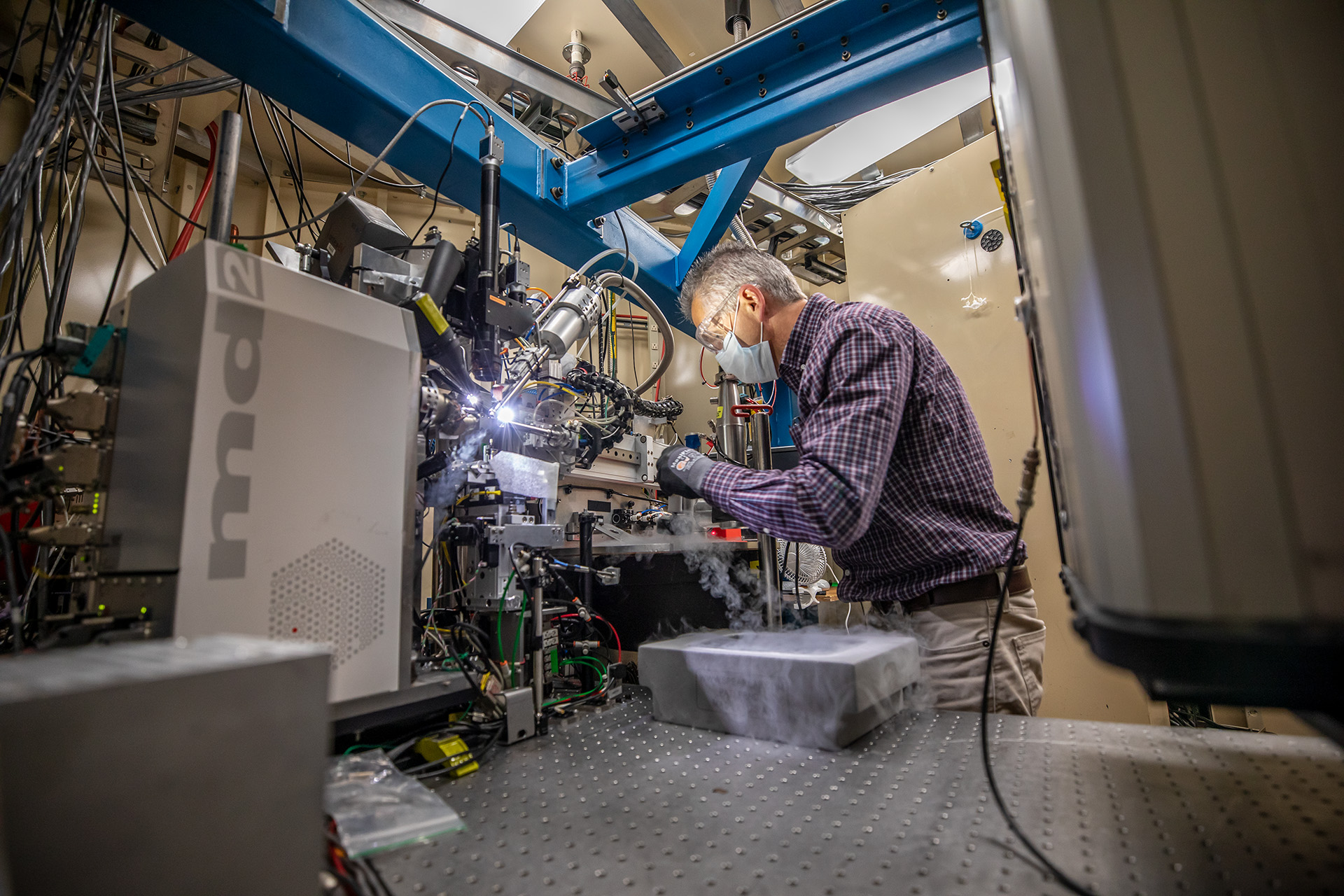 Scientist working on a beamline.