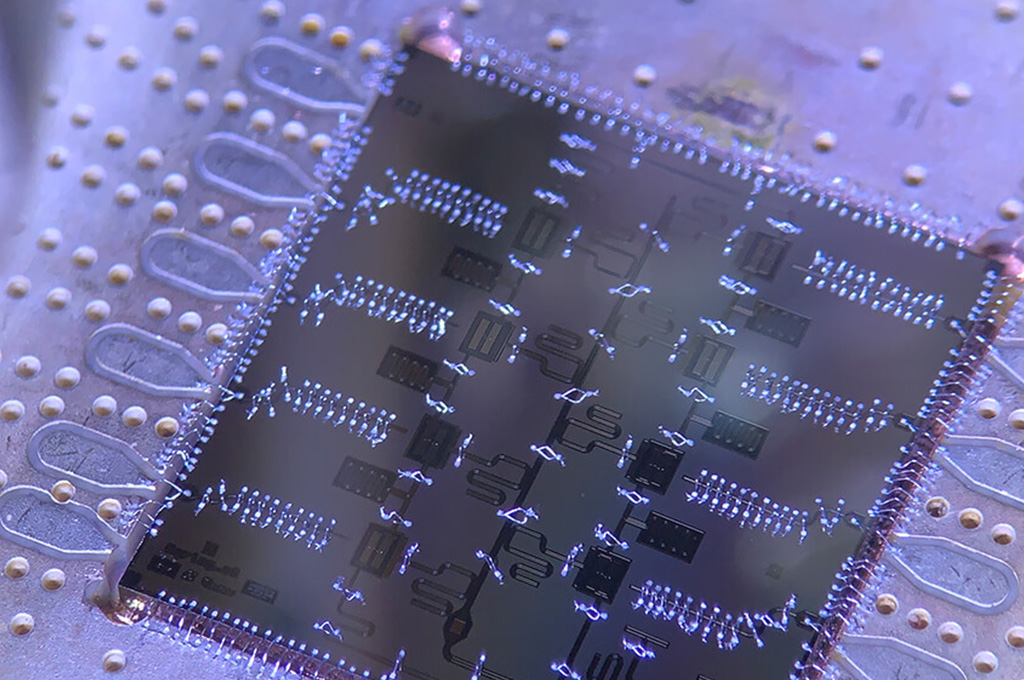 Close-up view of a microchip.