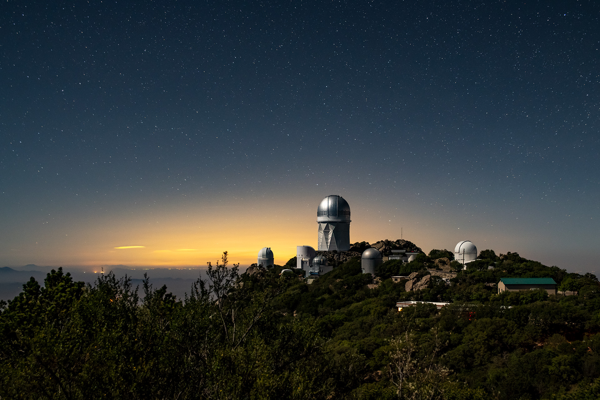 DESI telescope at sunset.