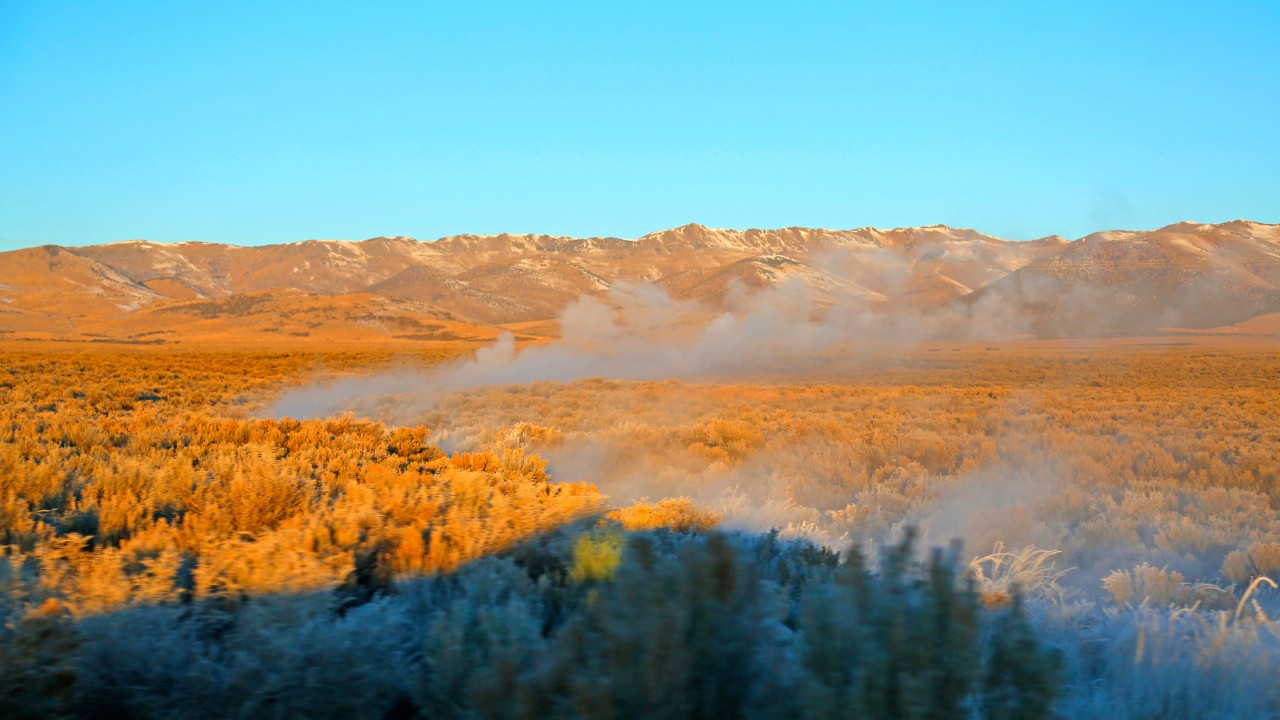 Geothermal field in daylight.