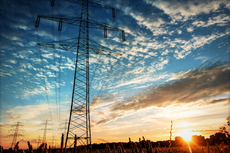 Electricity tower at sunset.
