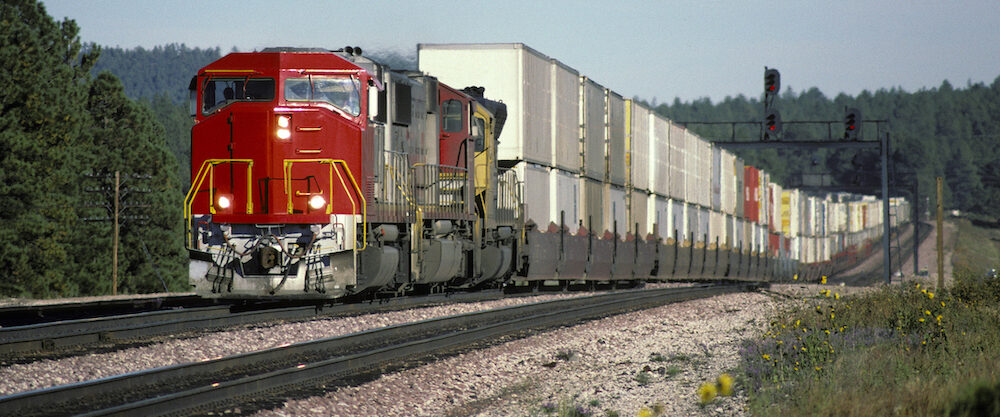 Red container train.