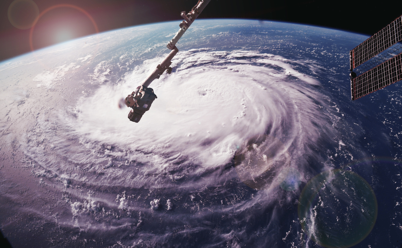 View of a planet Earth hurricane from space.