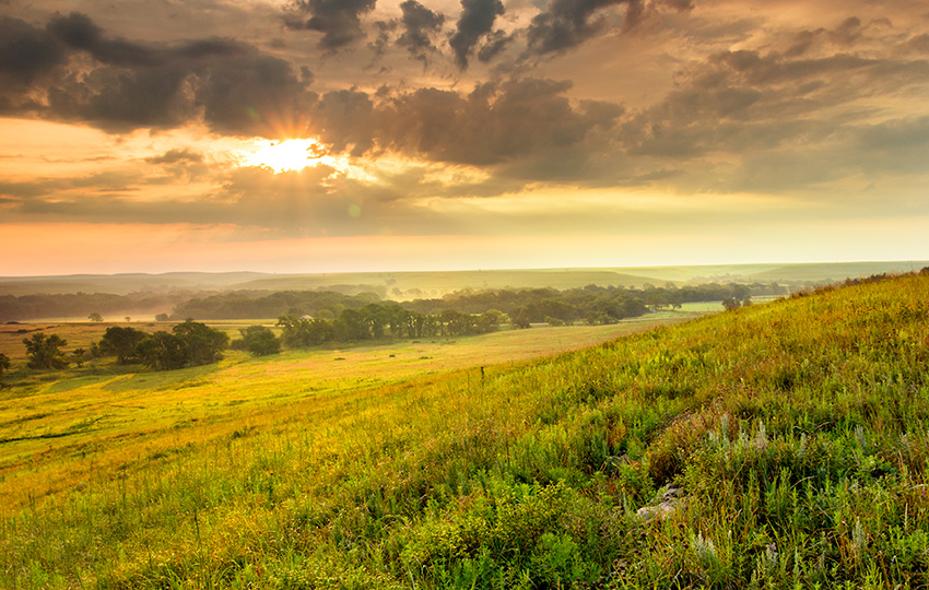 Sunset on a prairie.