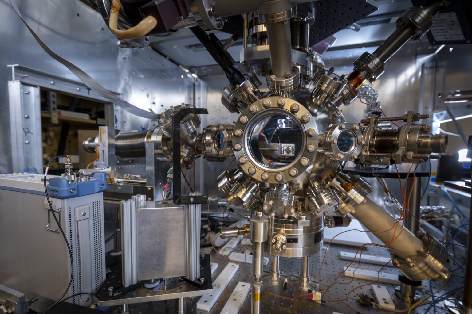 A trapped-ion system for quantum computing in a University of California, Berkeley, lab.
