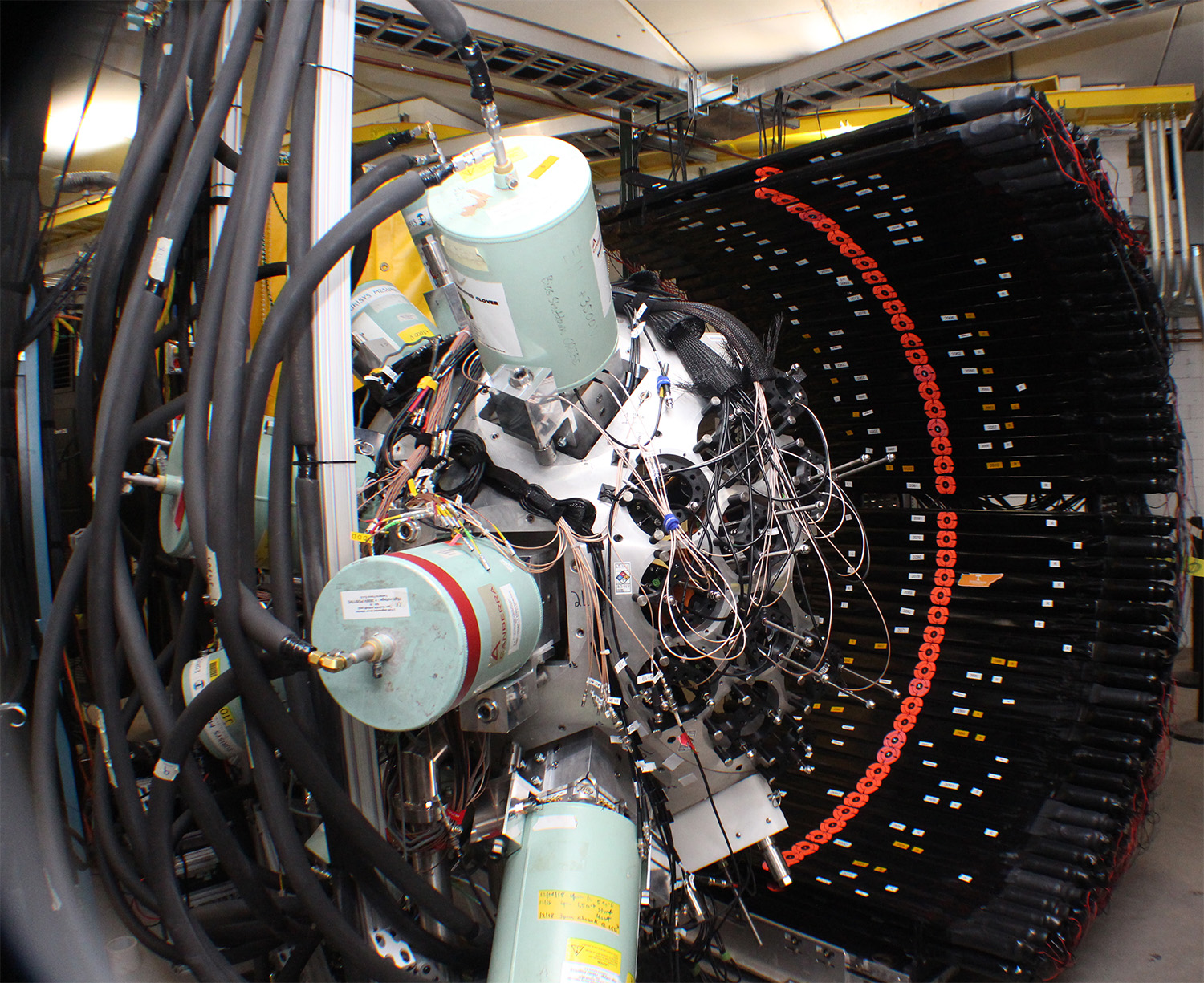 Rare isotopes implanted into the center of a sensitive detector known as the FRIB Decay Station Initiator.