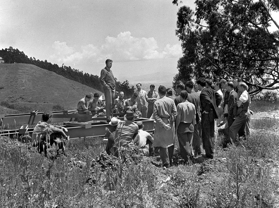 Group of individuals at the Berkeley Lab 184-inch cyclotron site.