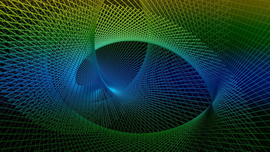 Green and blue fractal digital image.