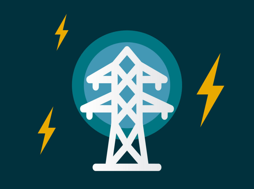 A simple power line with several energy bolts floating around.